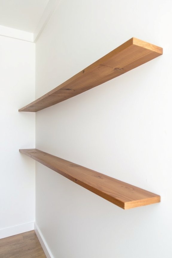 angled floating shelves design