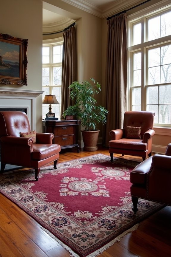 area rugs define work zones