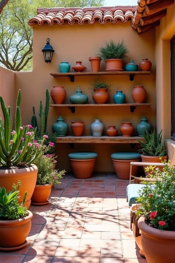 authentic southwestern ceramics display