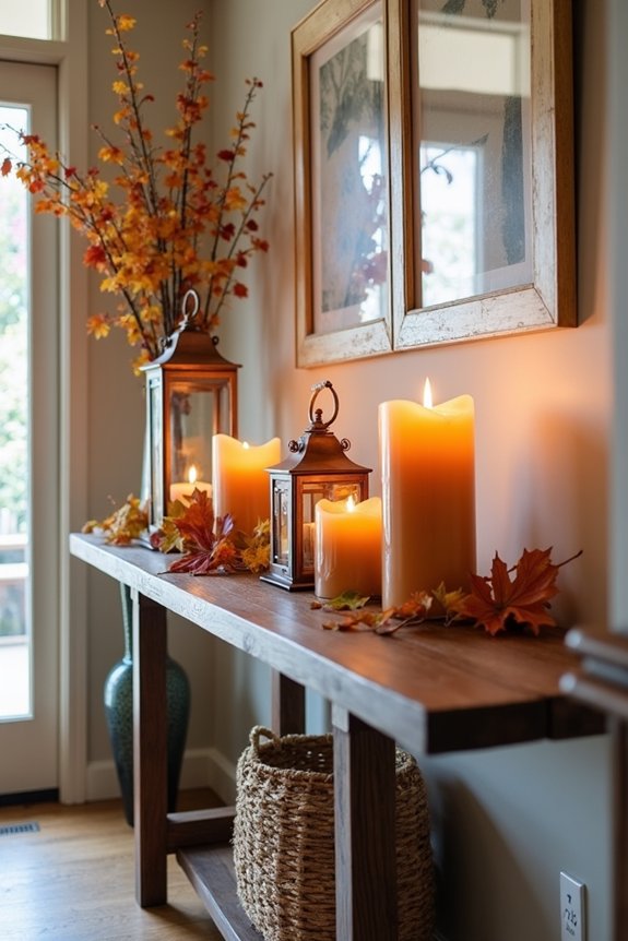 autumn entryway candle display