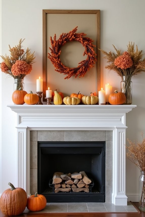 autumn fireplace decoration ideas