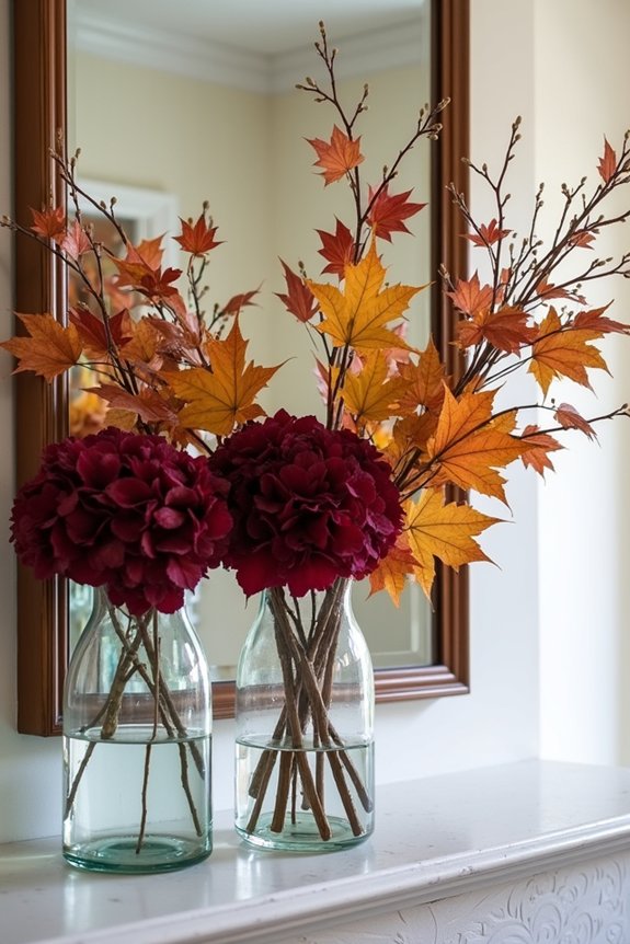 autumn foliage glass arrangements