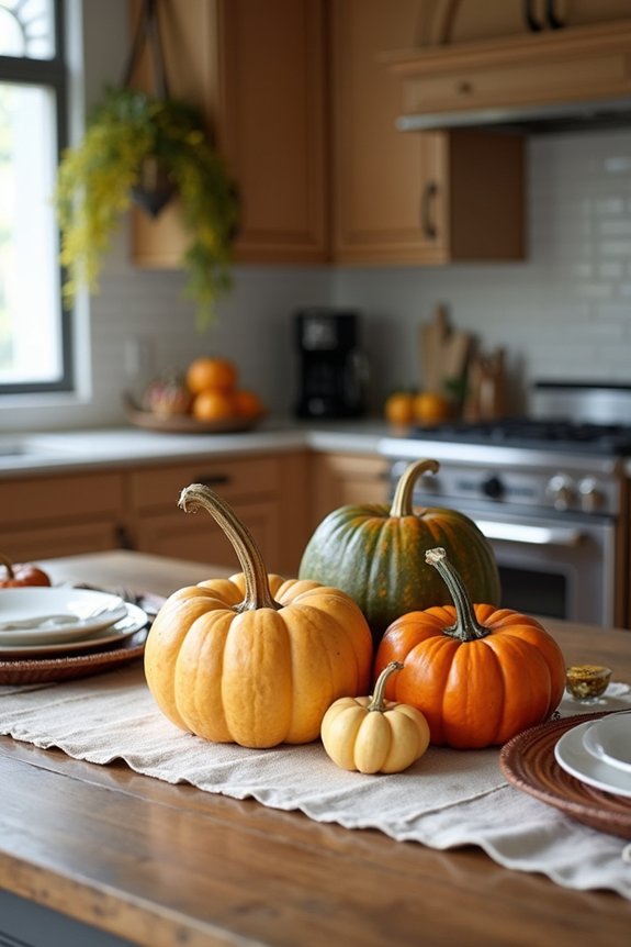 autumn kitchen pumpkin display
