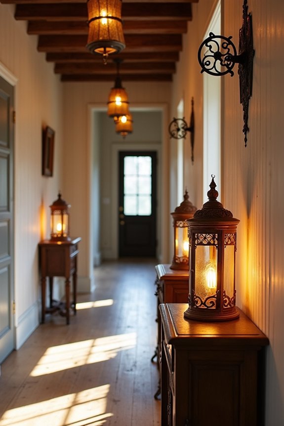 autumn lanterns in hallways