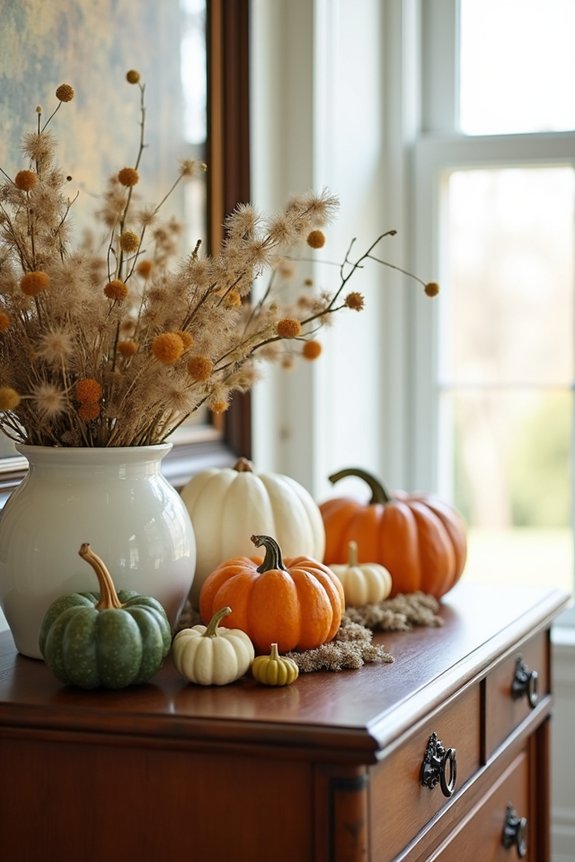 autumn pumpkin display arrangement