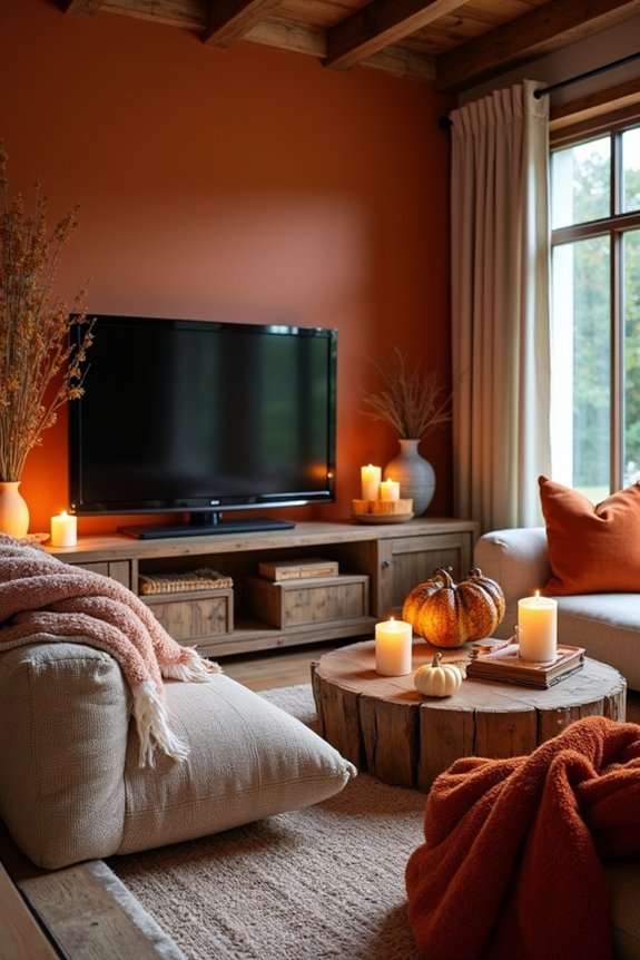 autumn themed media room makeover