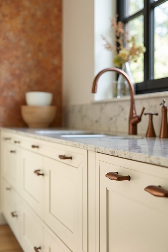 autumn toned cabinet hardware upgrade