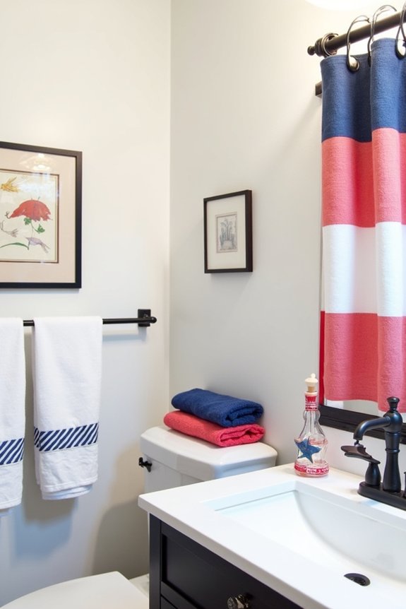 balanced patriotic bathroom decor