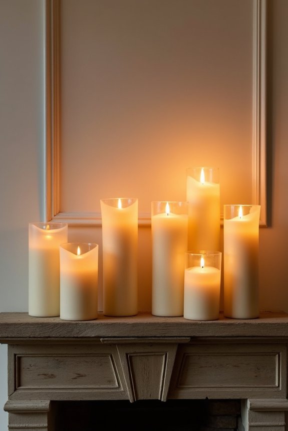 candlelight enhances mantel decor