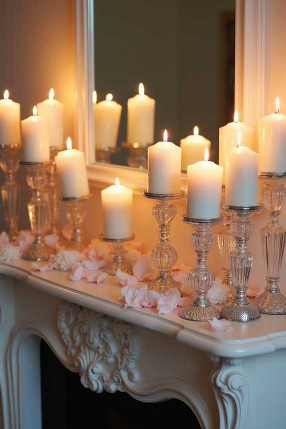 candlelit romantic fireplace arrangements