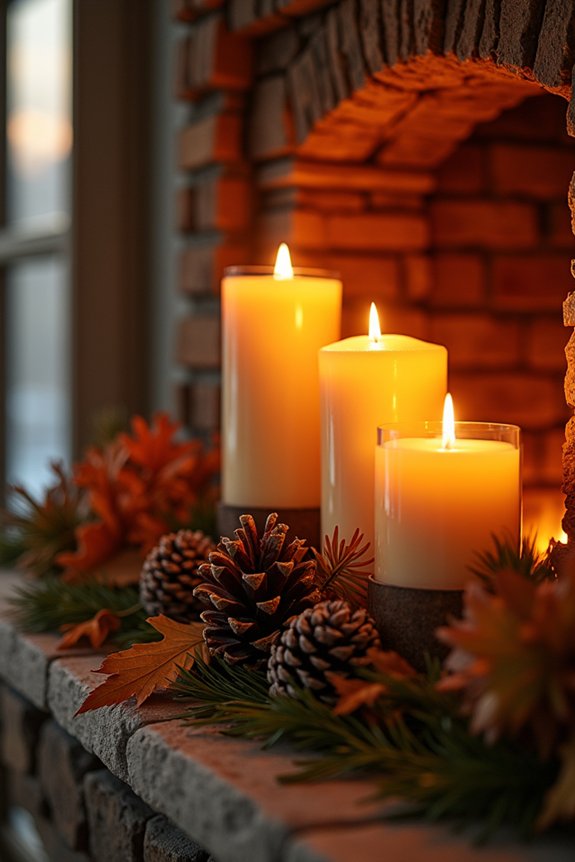 candlelit thanksgiving fireplace d cor