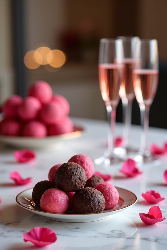 champagne and chocolate display