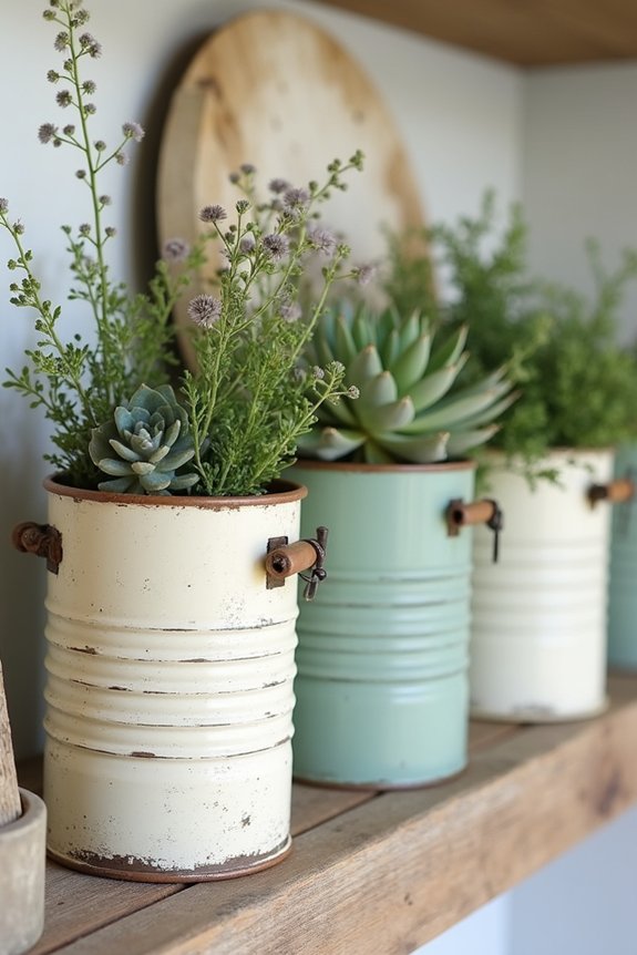 charming vintage tin planters