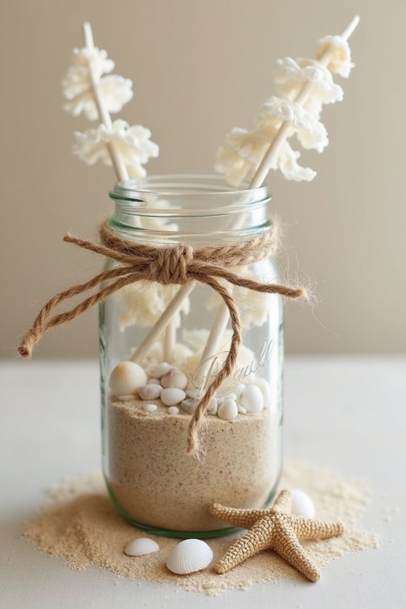 coastal vases with twine