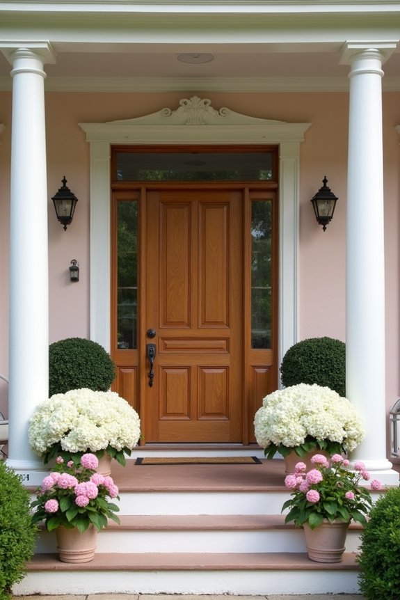 colorful floral entryway arrangements