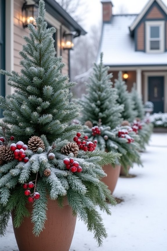 colorful winter planters ideas