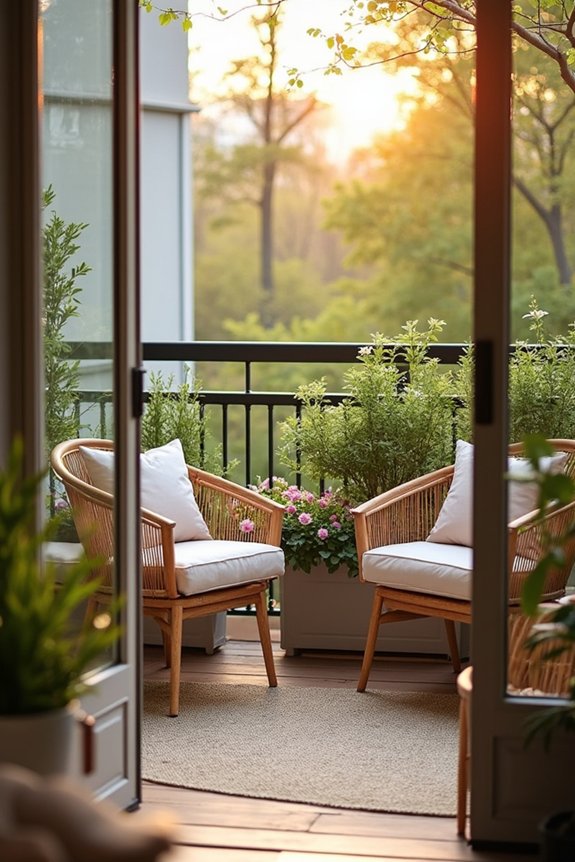 comfortable inviting balcony seating