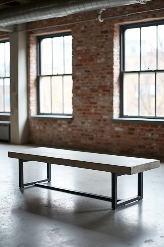 concrete and metal bench