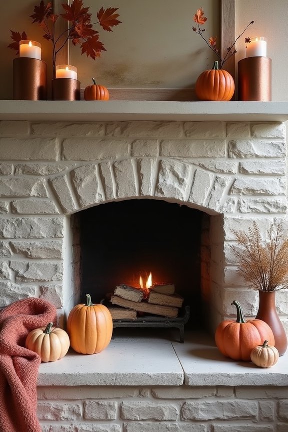 cozy autumn fireplace styling