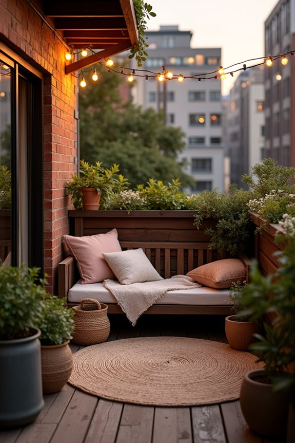 cozy balcony lighting rugs