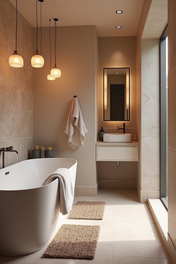 cozy bathroom lighting textures