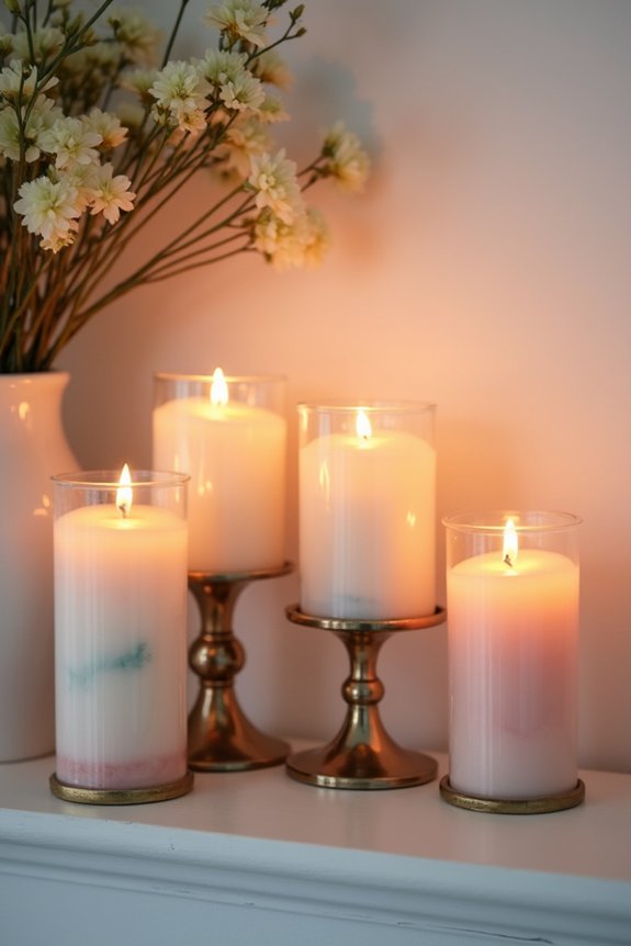 cozy candle layered arrangement