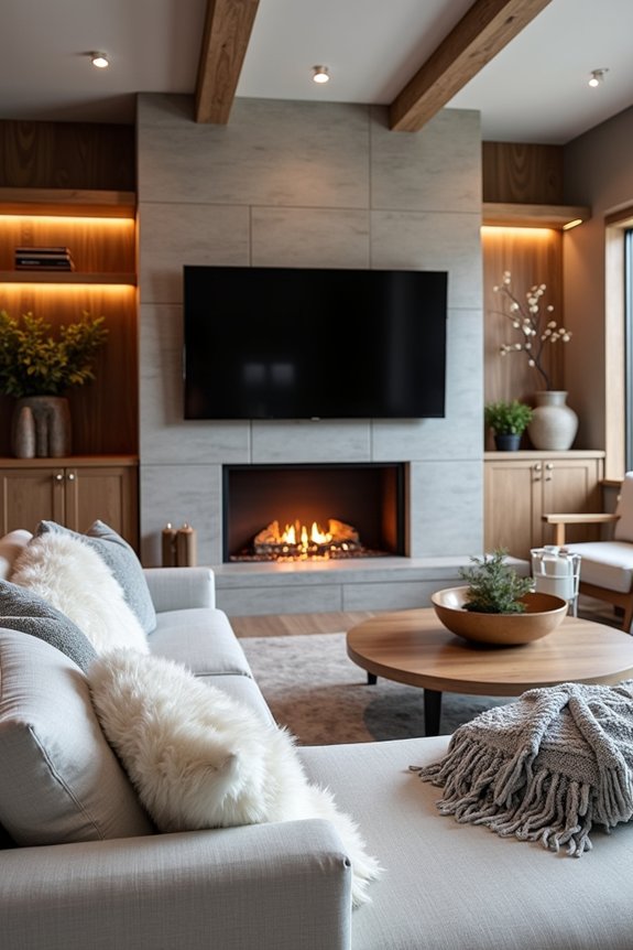 cozy electric fireplace installation