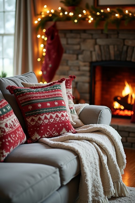 cozy festive blankets pillows