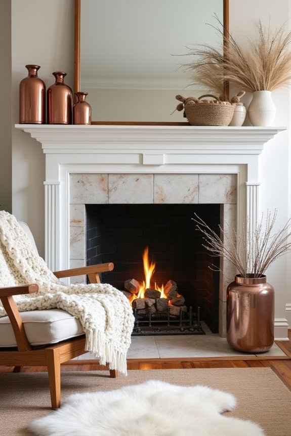 cozy fireplace with textures