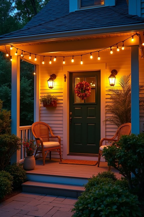 cozy layered porch lighting