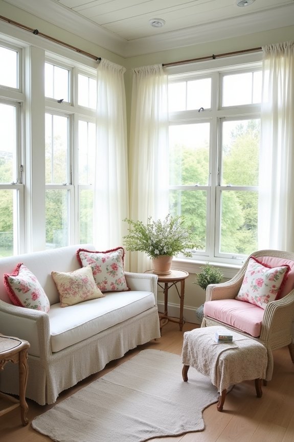 cozy shabby chic sunroom