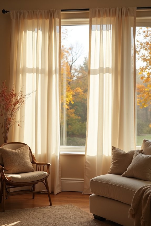 cozy sunroom with sheer curtains