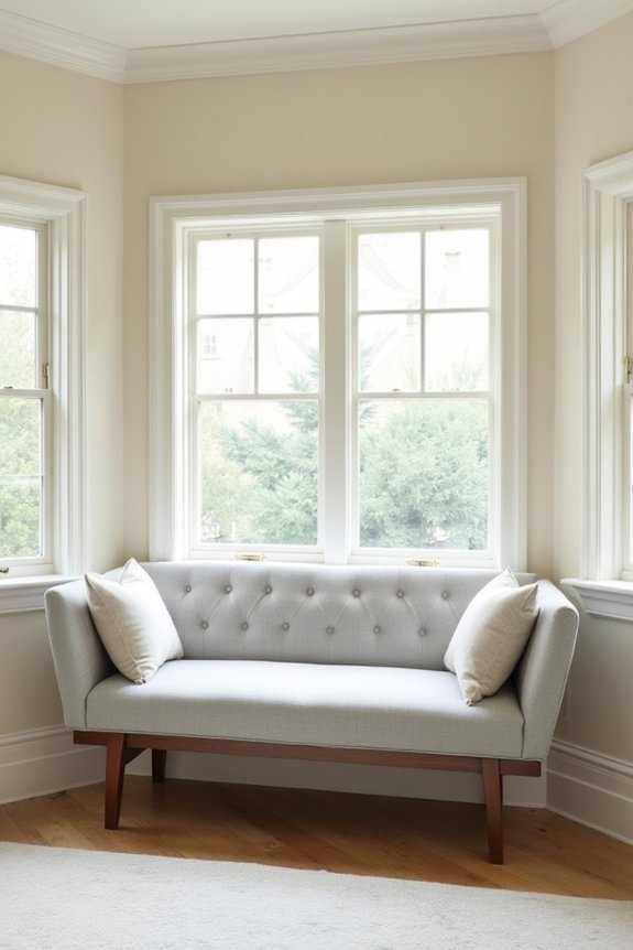 cozy upholstered cushion bench