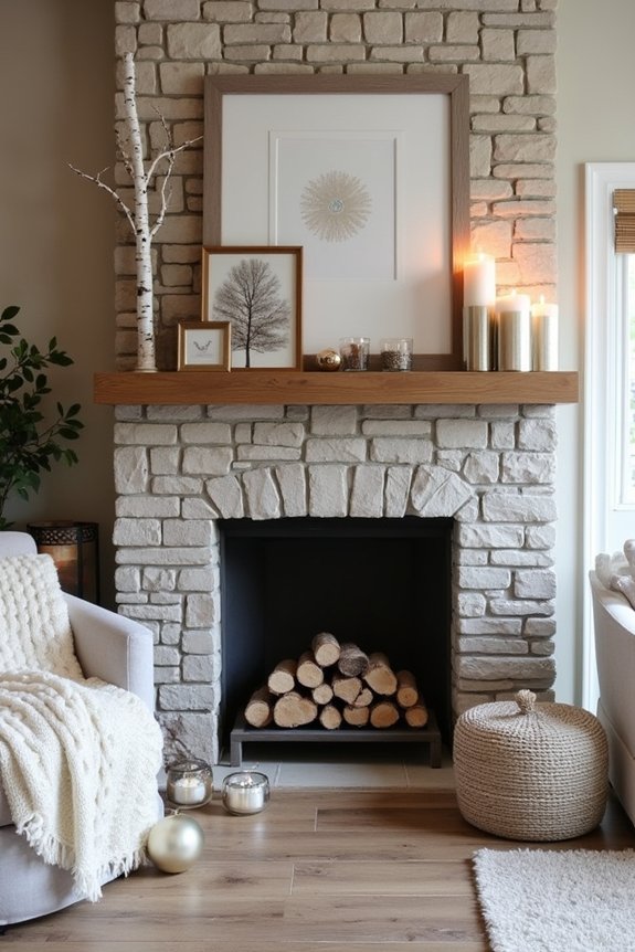 cozy winter fireplace decor