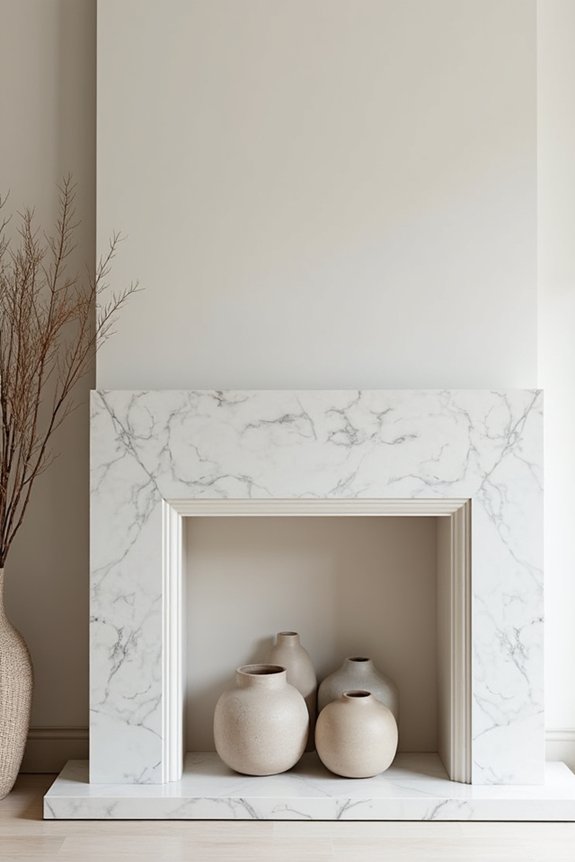 curated fireplace art display