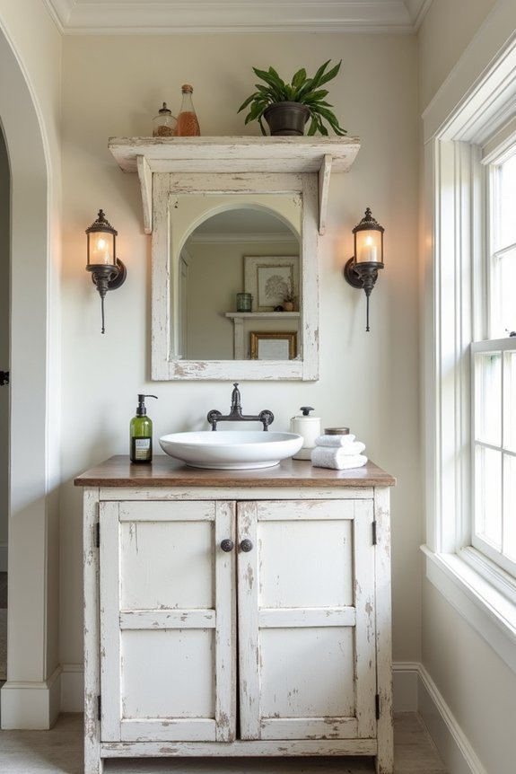 distressed wood bathroom decor