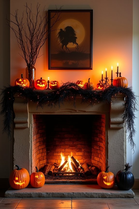 diy halloween fireplace decor