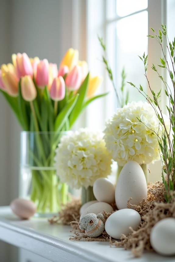 easter floral mantel decoration