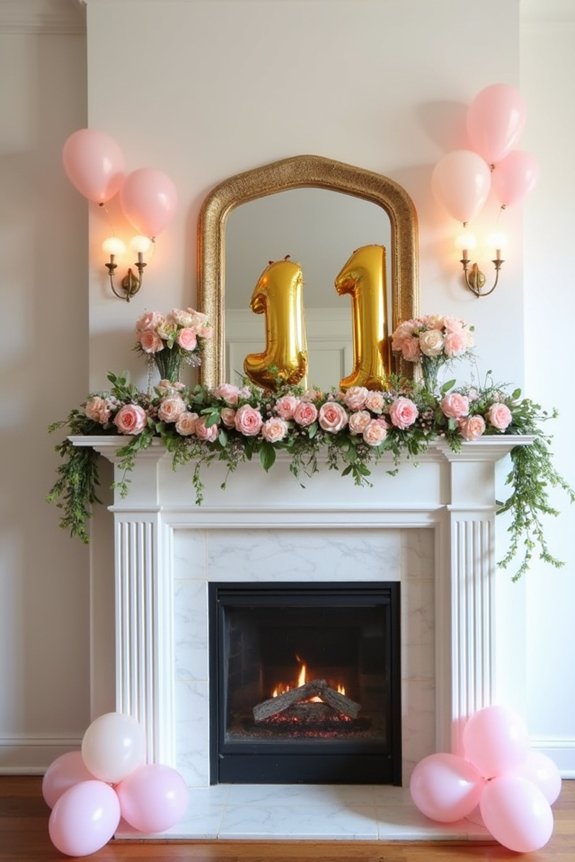 easy birthday mantel decor