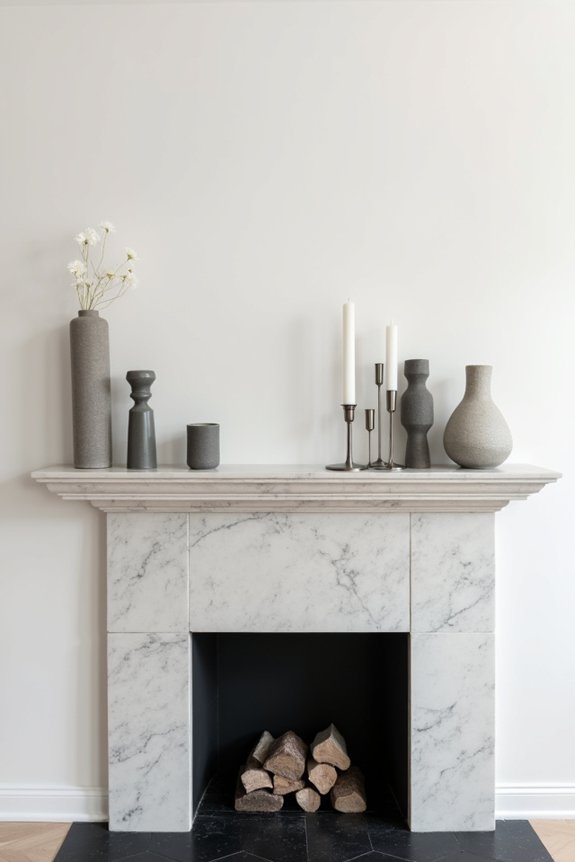 elegant monochromatic mantel design