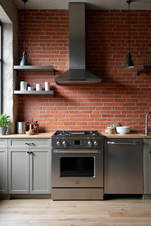 exposed brick steel accents