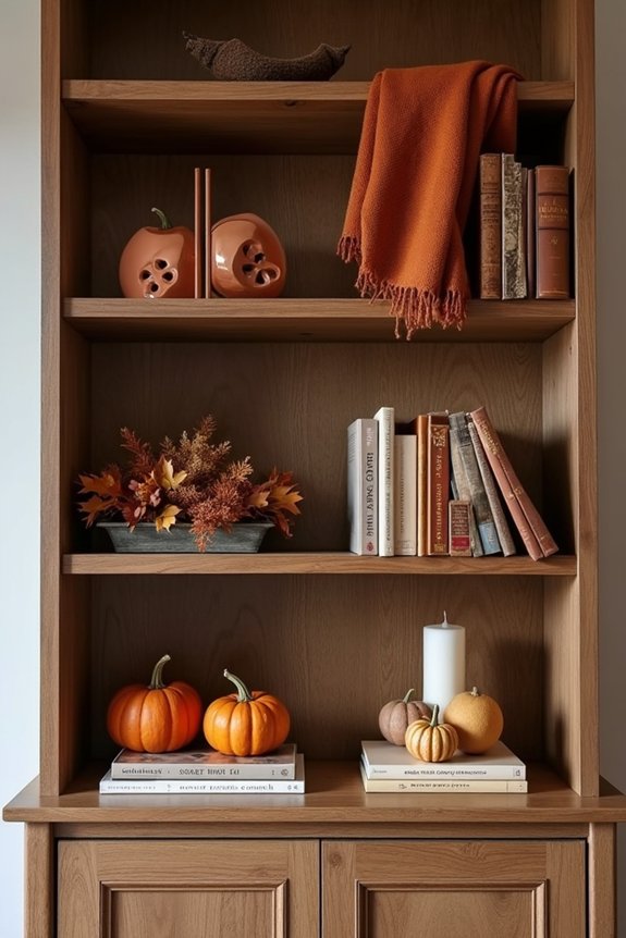 fall bookshelf styling ideas