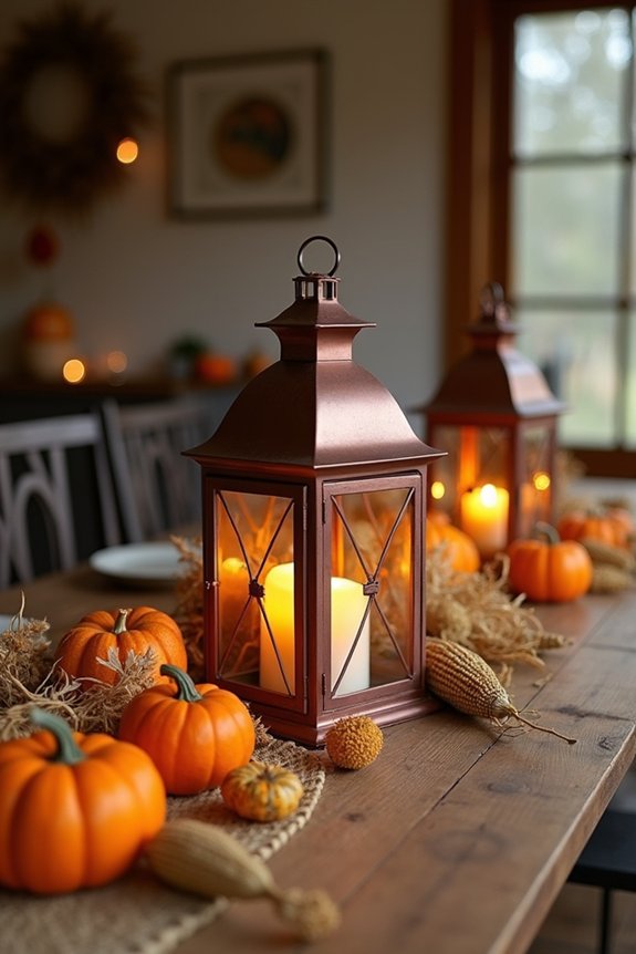 fall displays with lanterns