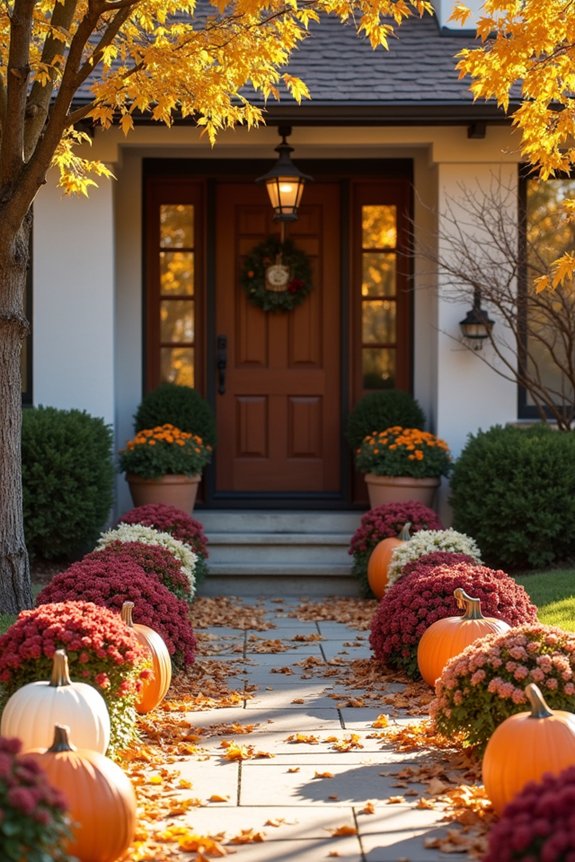 festive pumpkin mum arrangement