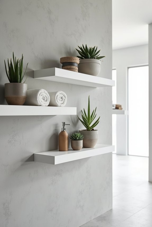 floating shelves for organization