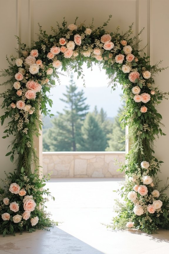 floral arch entryway installation