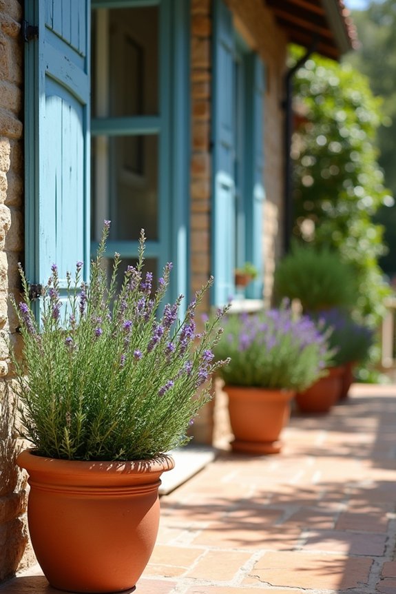 fragrant herbs in planters