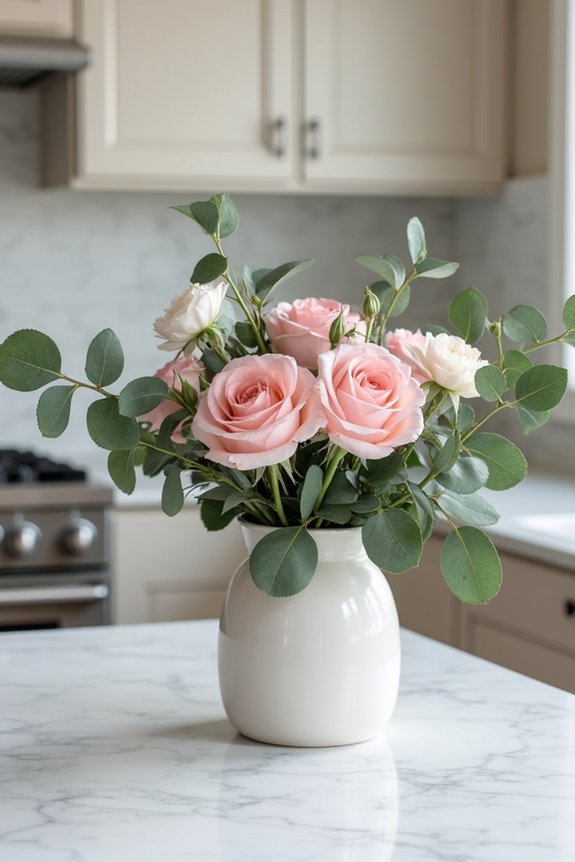 fresh flowers enhance kitchens
