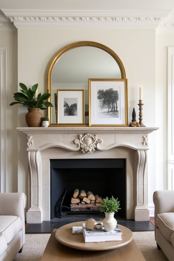 gallery style fireplace artwork