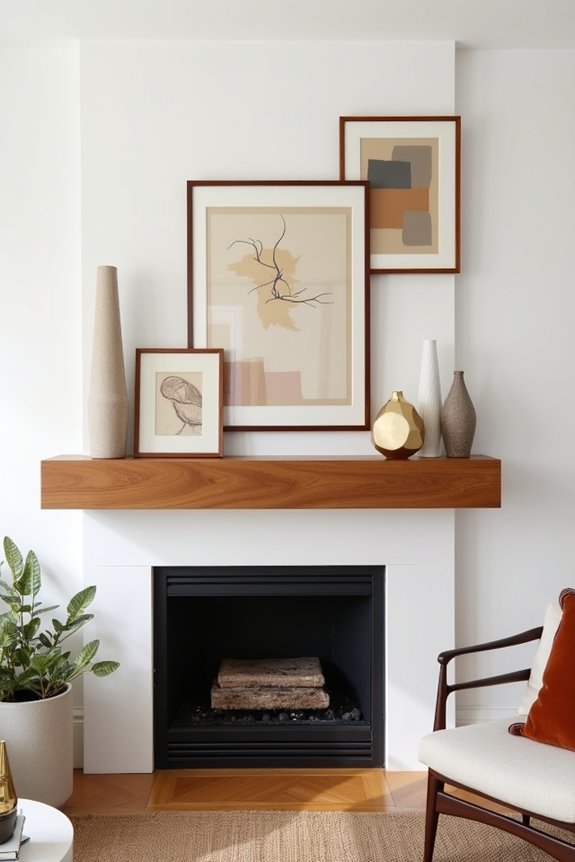 gallery wall above mantel